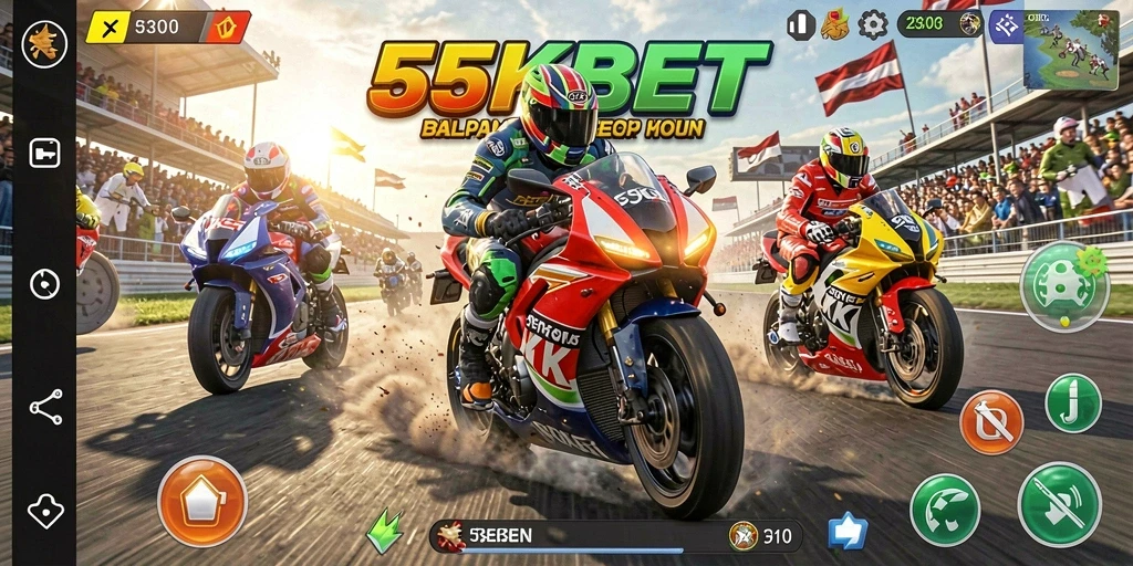 Gameplay seru dengan balapan motor yang mendebarkan.