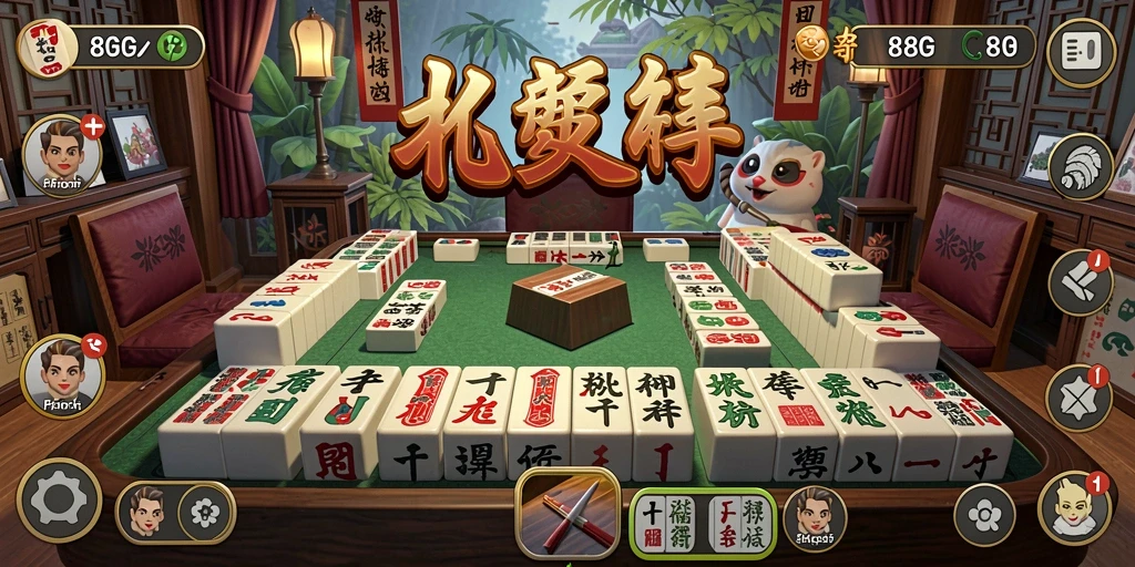Tampilan screenshot gameplay menampilkan berbagai ubin Mahjong yang penuh warna.