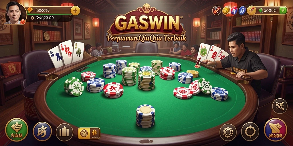 Screenshot gameplay GASWIN yang menunjukkan suasana permainan QiuQiu yang seru.