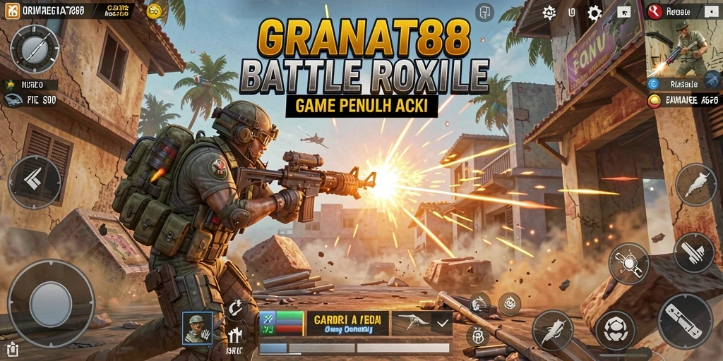 Tangkapan layar menunjukkan pertempuran intens dalam gameplay Battle Royale.