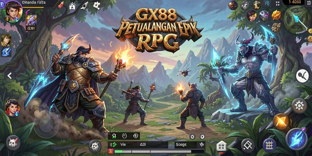 Tampilan screenshot GX88 menampilkan aksi seru dalam pertarungan RPG.