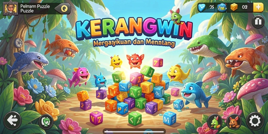 Tampilan menarik dalam gameplay KERANGWIN saat memecahkan teka-teki Puzzle.