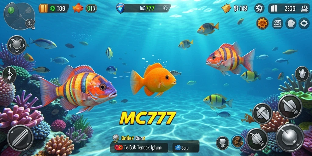 Tampilan gameplay menegangkan Tembak Ikan di MC777.