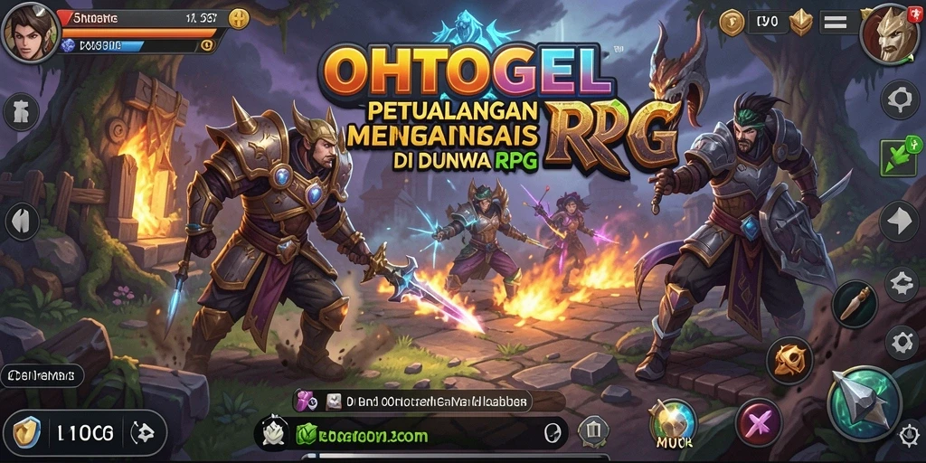 Screenshot dari gameplay RPG OHTOGEL yang menampilkan pertarungan epik.