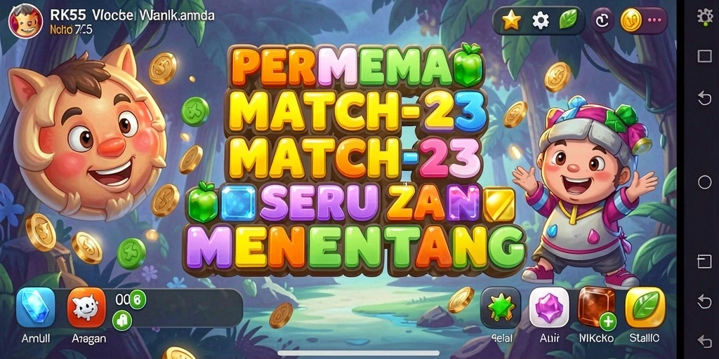 Tampilan gameplay RK55 yang menarik dalam permainan Match-3.