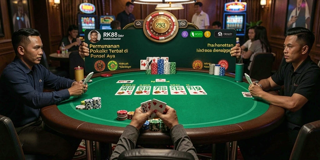 Tampilan gameplay Poker yang menarik dan mendebarkan di RK88.