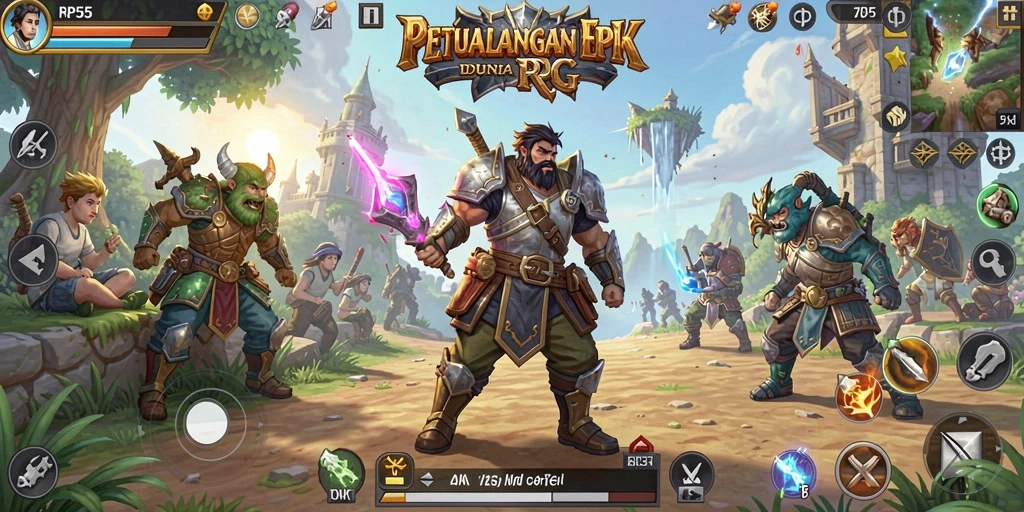 Tangkapan layar utama dari gameplay RP55 menunjukkan aksi RPG yang menegangkan.