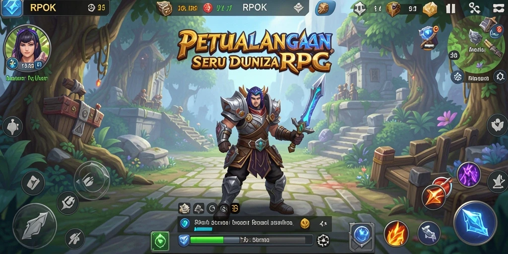 Screenshot RPOK menampilkan aksi pertempuran epik di dunia fantasi.