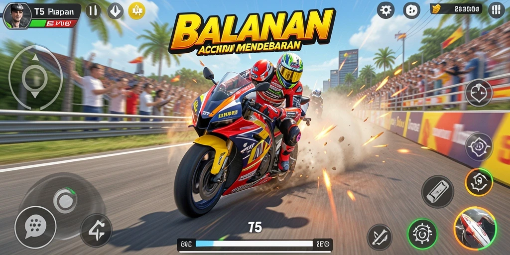 Tangkapan layar menunjukkan aksi balap menegangkan di T6.