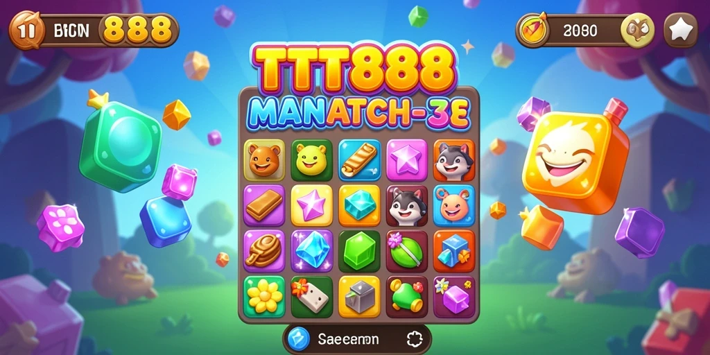 Tampilan gameplay TTT888 yang penuh warna dan menantang.